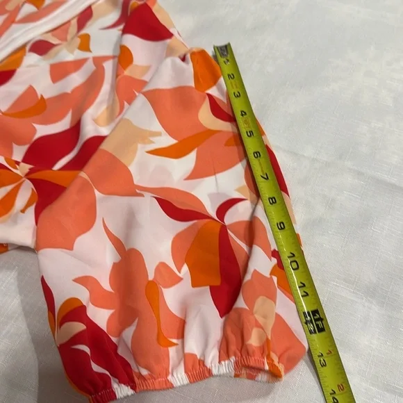 (H1) Ruffle Tiered› Orange floral maxi dress with V-neckline, size XL - Picture 15 of 15